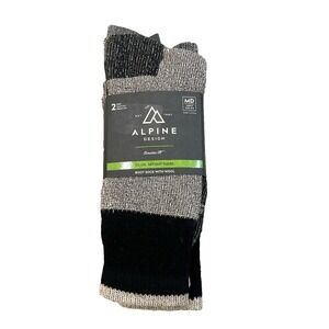 Alpine Design Mens 2 Pair Boot Socks Wool Size M 6 -9 Calf Cut Heavy‎ Weight